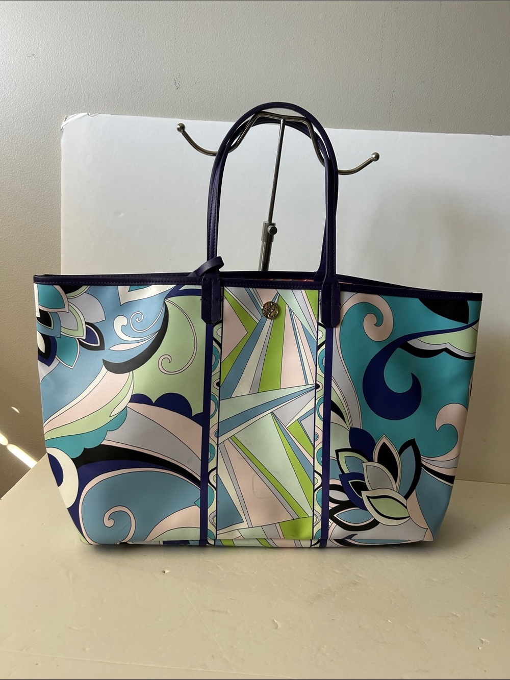 Jean-Pierre Klifa Paris Patterned Tote Bag in Teal and Blue - Everyday Carry
